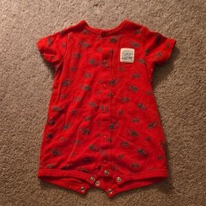 Carter's Red Baby Romper with Dinosaur Design